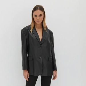 Style Addict Black Faux Leather Blazer.